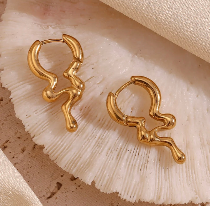 Melted Asymmetrical Gold Earrings