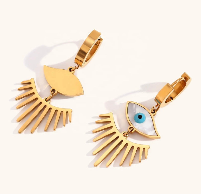 Turkish Eye 18k Gold Drop Earrings