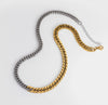 Cuban Link Duo Silver and Gold Necklace