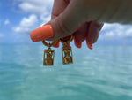 18k Gold-Plated Huggie Hoop Earrings with Charm