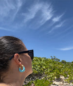 Women wearing Chunky Colorful 18k Hoop Earrings