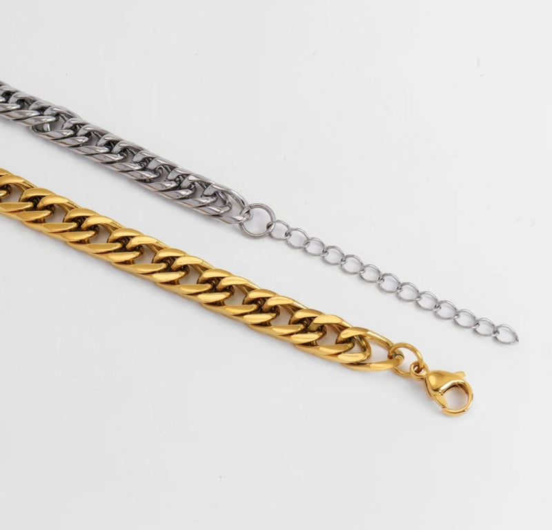 Cuban Link Duo Silver and Gold Necklace