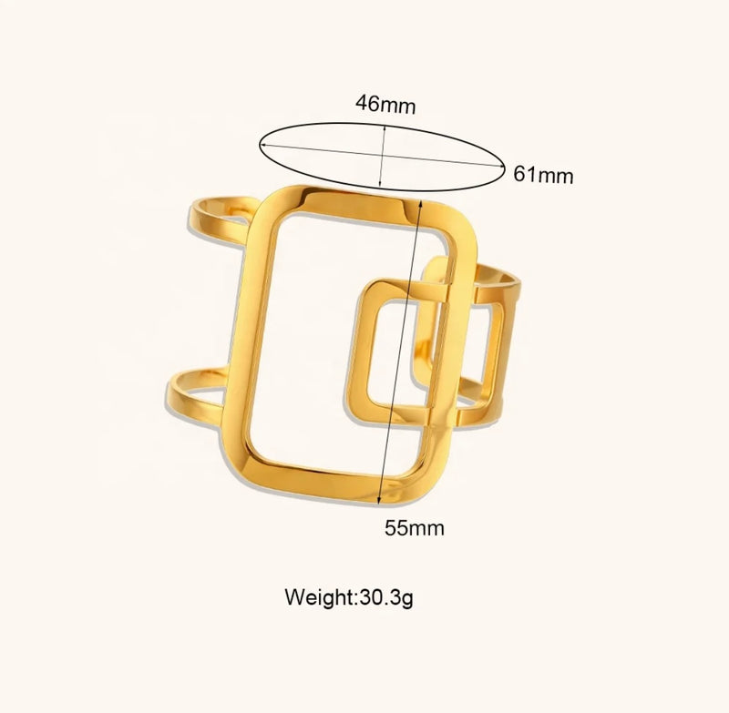 Rectangle Gold Plated Cuff Bracelet