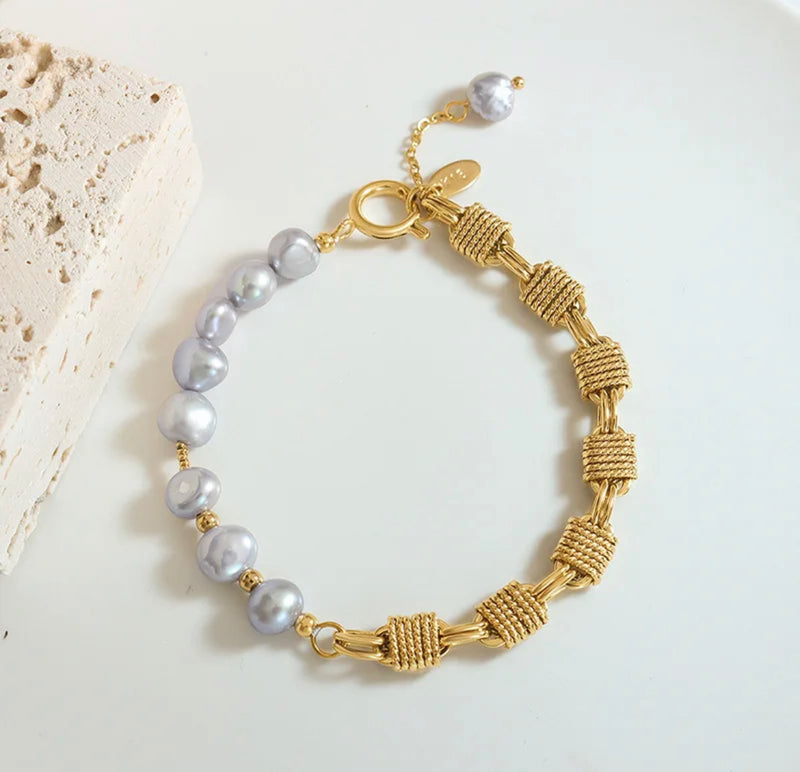 18k Gold Plated Bracelet with Freshwater Pearls