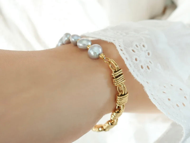 18k Gold Plated Bracelet with Freshwater Pearls