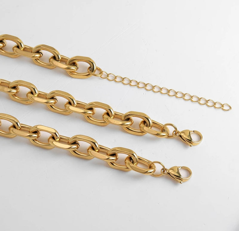 Miami Cuban Link Chain Necklace with Bracelet