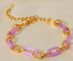 18K Gold Plated Chain Bracelet with Colored Resin Links