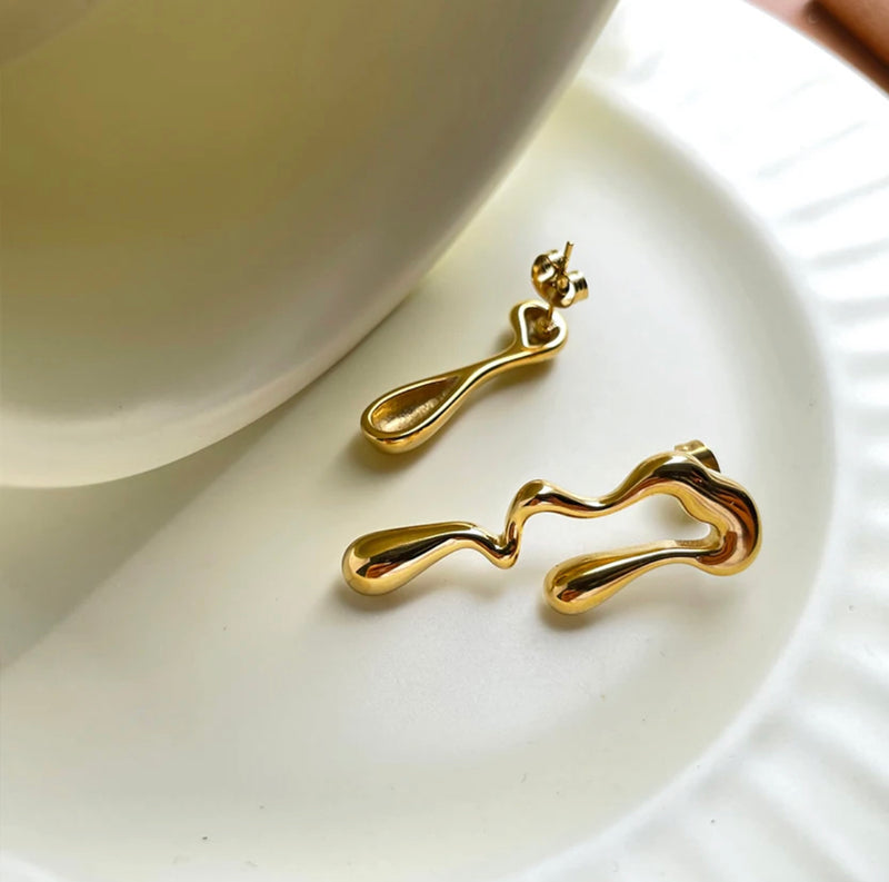 Asymmetrical Water Shape Earrings