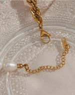 Twisted Gold Chain with Freshwater Pearl Bracelet & Necklace