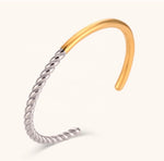 Half Twisted Bangle Bracelet in Silver and Gold