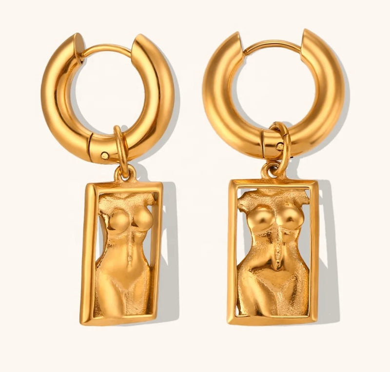 18k Gold-Plated Huggie Hoop Earrings with Charm