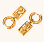 18k Gold-Plated Huggie Hoop Earrings with Charm