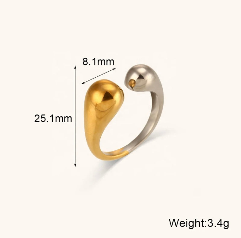 Gold & Silver Duo Open Ring