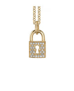 Diamond Padlock Keychain Necklace in 14k Gold