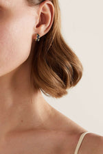 Baguette Sapphire Studded Half Mini Hoop Earrings