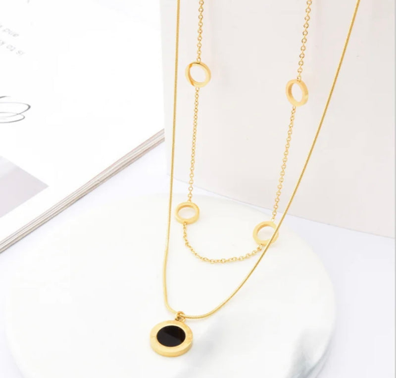 Double Layer Pendant Chain Necklaces