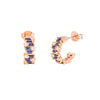 Baguette Sapphire Studded Half Mini Hoop Earrings