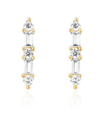 Gold Plated Baguette Diamond Bar Earrings for women