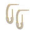 Safety Pin-Inspired Cubic Zirconia Gold Plated Earrings