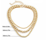 Triple Gold Plated Layered Chain Necklace