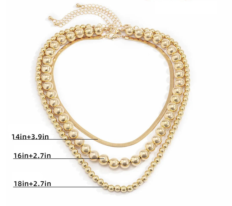 Triple Gold Plated Layered Chain Necklace